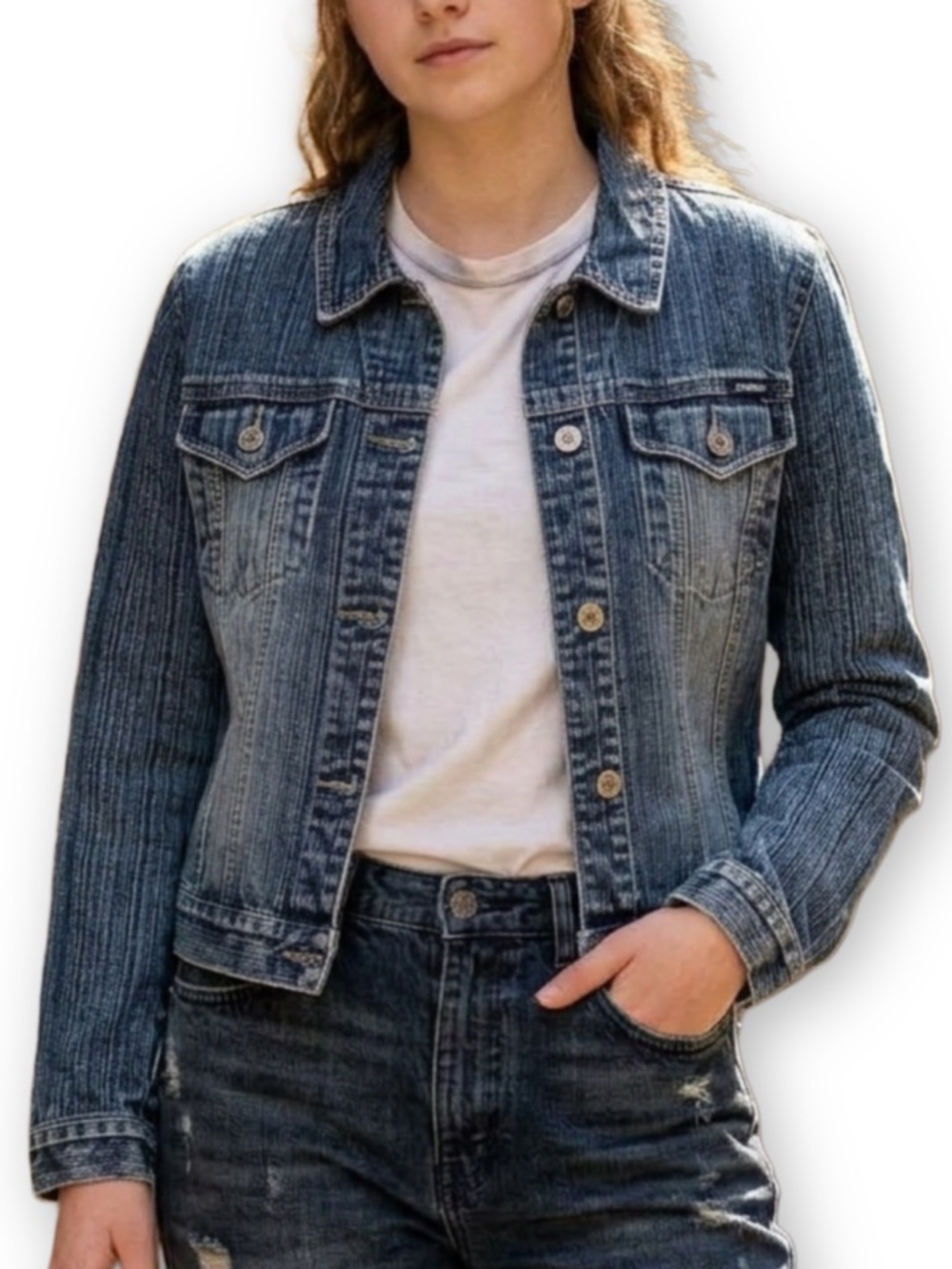Stephen Hardy Squeeze Size Medium Y2K Vintage Medium Wash Denim Jean Jacket